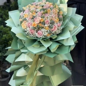 سفارش دسته گل رز صورتی و گلبهی و رز مینیاتوری ژیپسوفیلا | کد: ZNB-I6K | کد: ZNB-TRB-8F44FC11CB3F4F36B7C07FDDBE554683