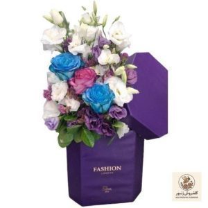 باکس گل لیسیانتوس بنفش و رز آبی و صورتی | کد: ZNB-FH5 | کد: ZNB-TRB-681206D0BC3844579D663FAB8E88F141