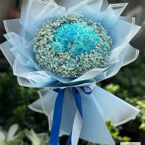 قیمت و خرید دسته گل ژیپسوفیلا و رز آبی روشن ارسال سریع | کد: ZNB-IVF | کد: ZNB-TRB-4B8AC4F187924755B4B59F83499FC3ED