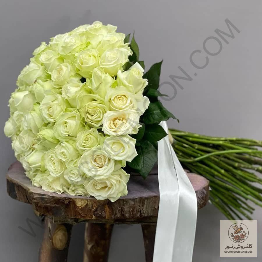 دسته گل رز سفید | کد: ZNB-1BCA