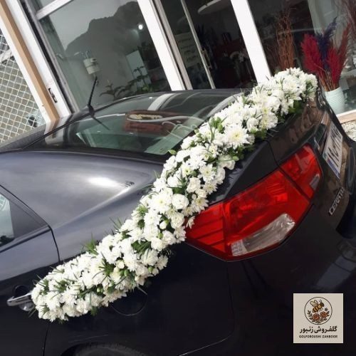 گل آرایی ماشین عروس جدید 4079 | کد: ZNB-QBD