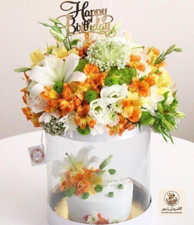 کیک با دسته دسته گل رز | کد: ZNB-SVS